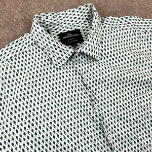 Rodd & Gunn Byron Geo Print Shirt Men XL White Green Cotton Sports Fit Button Up